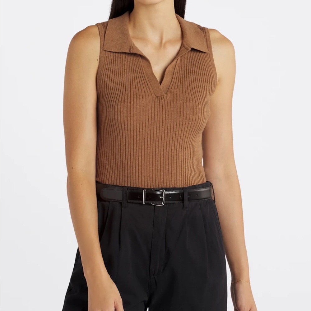 NWT! Brown Ribbed Sleeveless Top